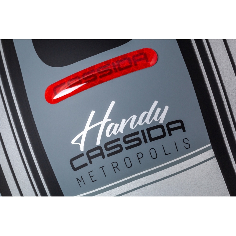 Cască de motocicletă Cassida Handy Metropolis Vision open face, neagră-gri reflectorizant