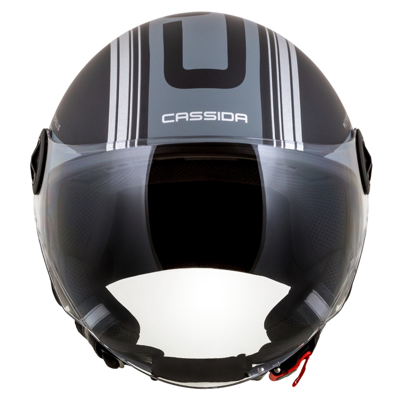 Cască de motocicletă Cassida Handy Metropolis Vision open face, neagră-gri reflectorizant