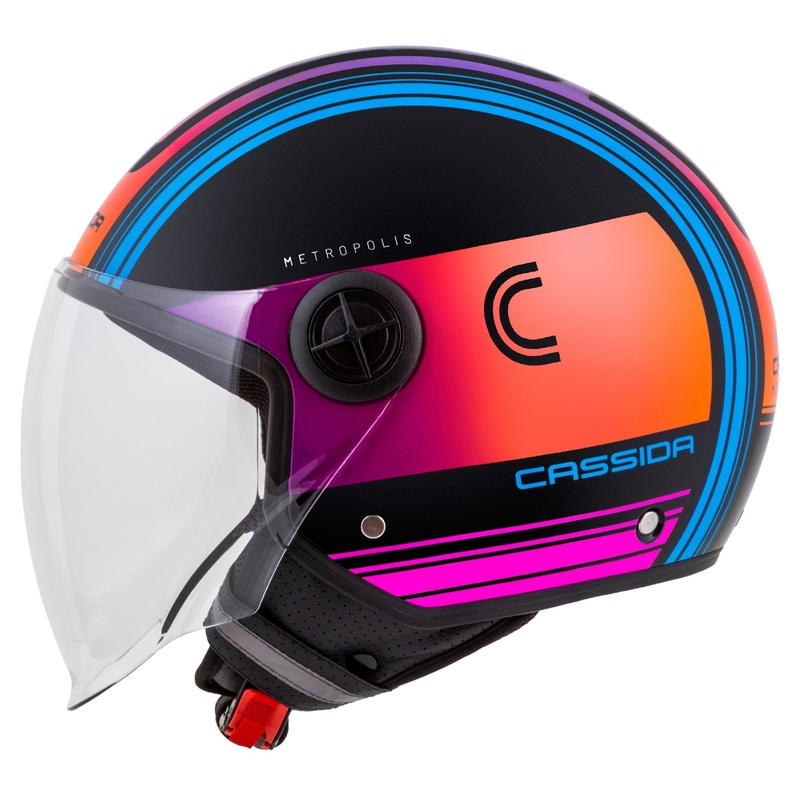 Cască de motocicletă Cassida Handy Metropolis Black-Turquoise Gradient Gradient Open
