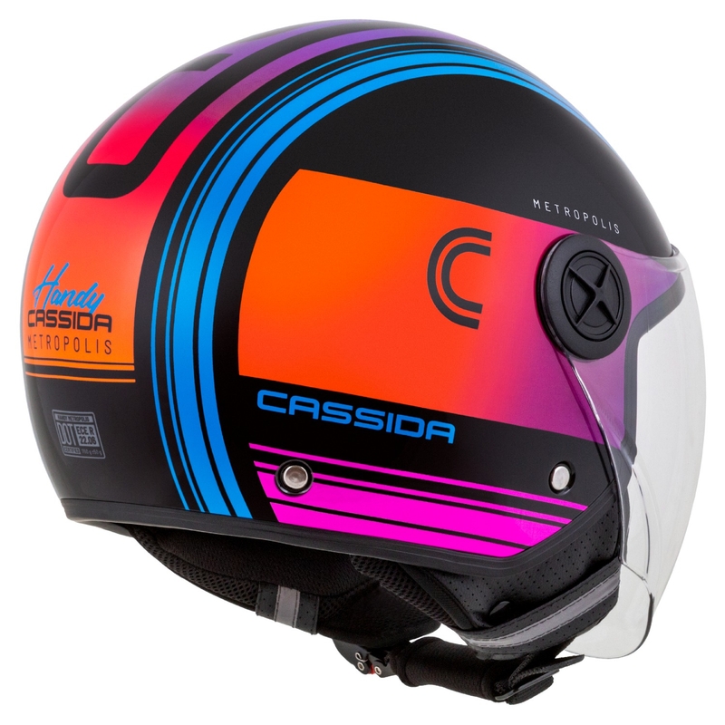 Cască de motocicletă Cassida Handy Metropolis Black-Turquoise Gradient Gradient Open
