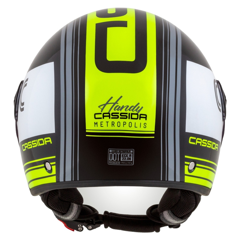 Cască de motocicletă Cassida Handy Metropolis Negru-alb-galben-fluo-gri deschis Casca de motocicletă Cassida Handy Metropolis Black-White-Fluo Yellow-Grey