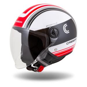 Cască de motocicletă Cassida Handy Metropolis Black-White-Red Open Moto Helmet
