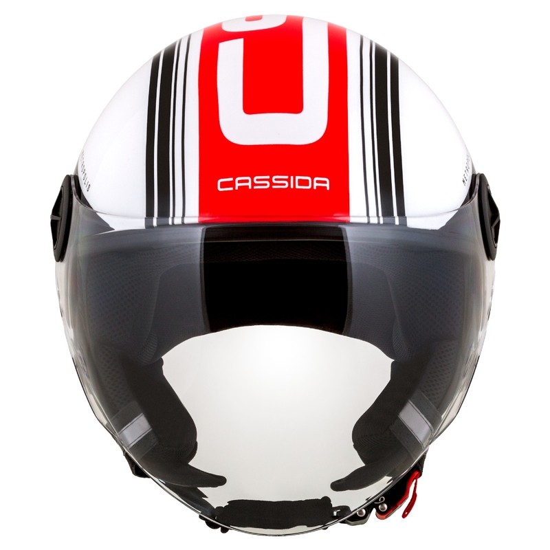 Cască motocicletă deschisă Cassida Handy Metropolis negru-alb-roșu