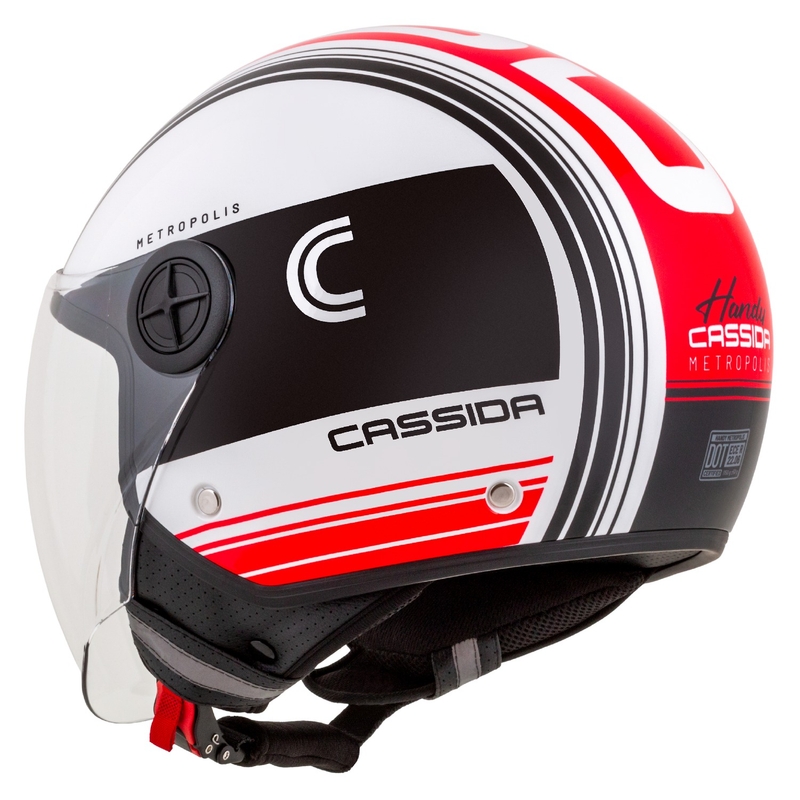 Cască motocicletă deschisă Cassida Handy Metropolis negru-alb-roșu