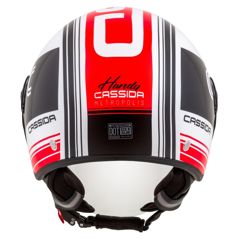 Cască motocicletă deschisă Cassida Handy Metropolis negru-alb-roșu