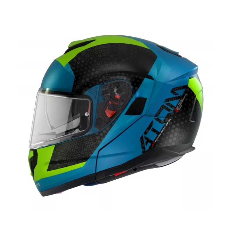 Cască de motocicletă flip-up MT Atom SV Adventure A7 negru-verde-albastru