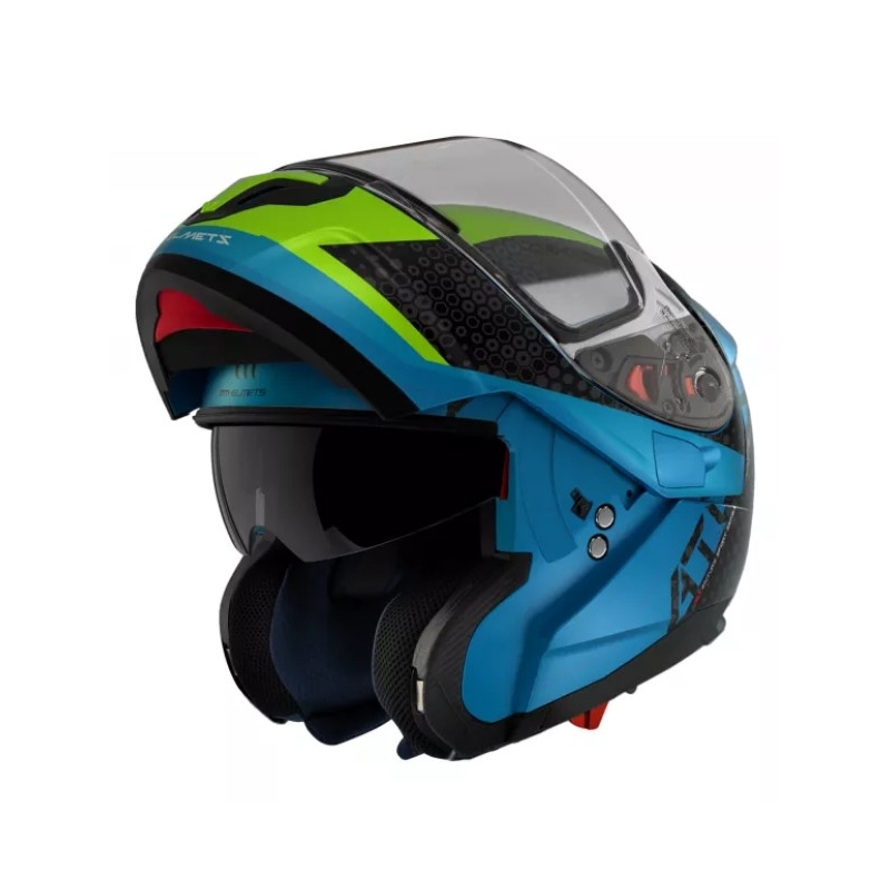 Cască de motocicletă flip-up MT Atom SV Adventure A7 negru-verde-albastru