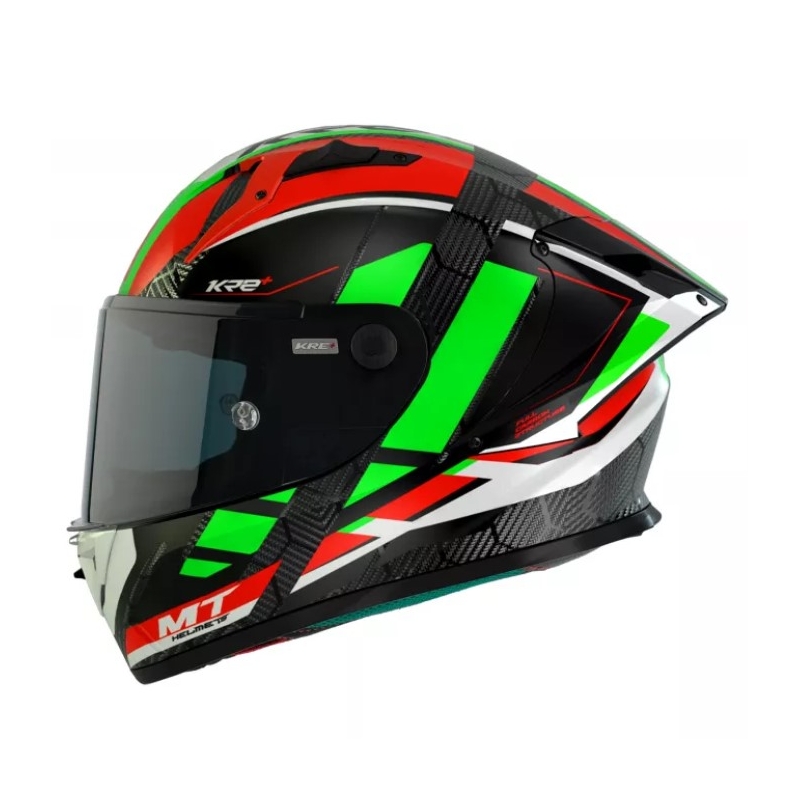 Cască de motocicletă integrală MT KRE+ Carbon Longlap Black-Green-Red