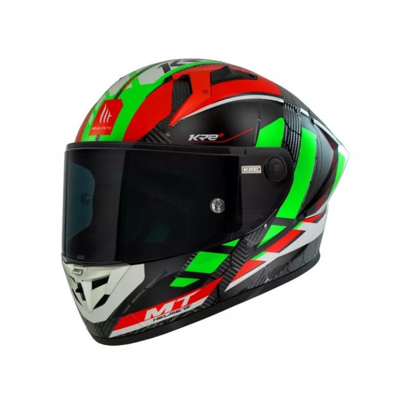 Cască de motocicletă integrală MT KRE+ Carbon Longlap Black-Green-Red