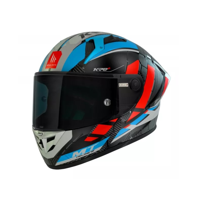 Cască de motocicletă integrală MT KRE+ Carbon Longlap negru-gri-roșu-albastru