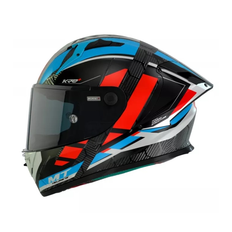 Cască de motocicletă integrală MT KRE+ Carbon Longlap negru-gri-roșu-albastru