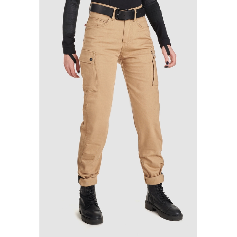 Blugi moto de damă PANDO MOTO Mila Mila Cargo bej lichidare