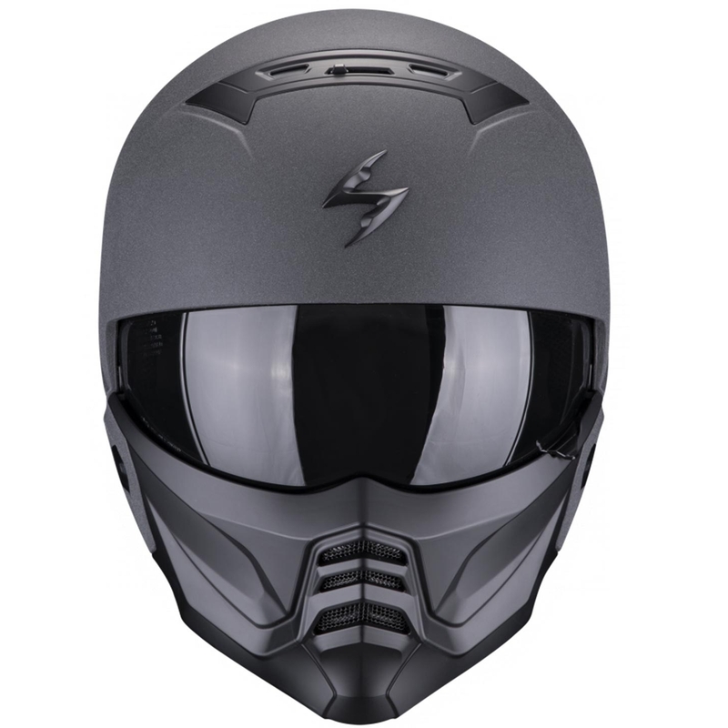 Cască deschisă cu mască Scorpion EXO-COMBAT II Solid graphite gri închis