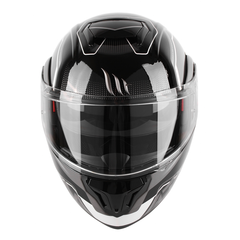 Cască de motociclist MT Atom SV Quark negru-gri-alb cu clapetă flip-up lichidare