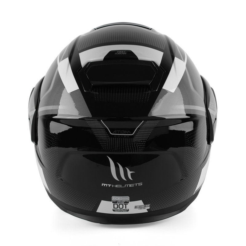 Cască de motociclist MT Atom SV Quark negru-gri-alb cu clapetă flip-up lichidare
