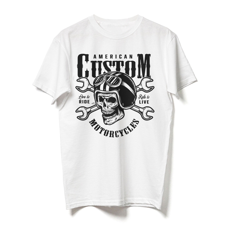 Tricou RSA American Custom Motorcycles alb lichidare
