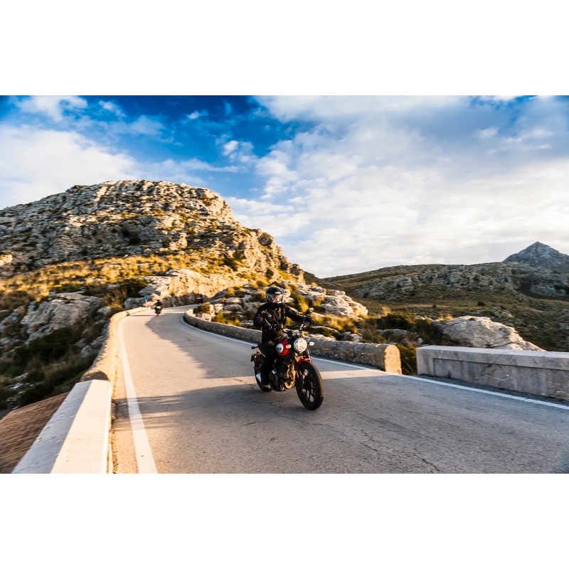 Jachetă de motociclist Rebelhorn Borg negru-cenușiu închis-galben-fluo