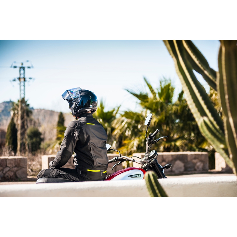 Jachetă de motociclist Rebelhorn Borg negru-cenușiu închis-galben-fluo