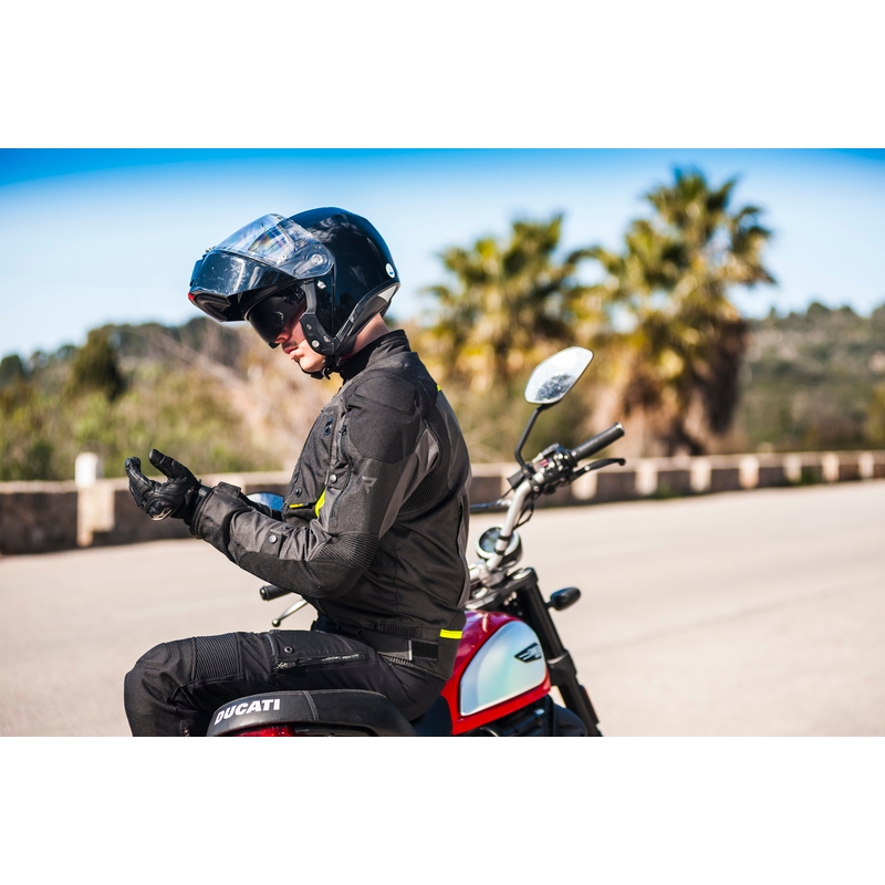 Jachetă de motociclist Rebelhorn Borg negru-cenușiu închis-galben-fluo
