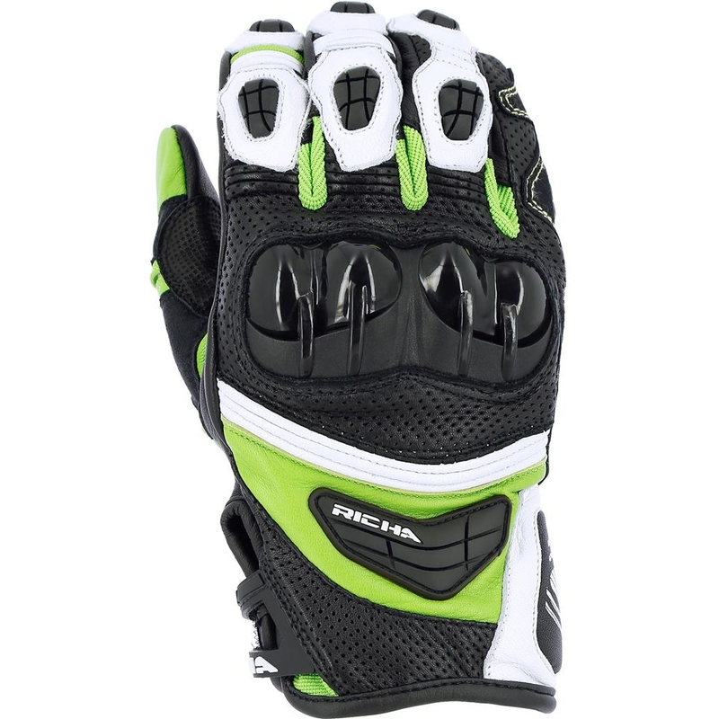 Mănuși de motocicletă RICHA Stealth negru-alb-verde lichidare