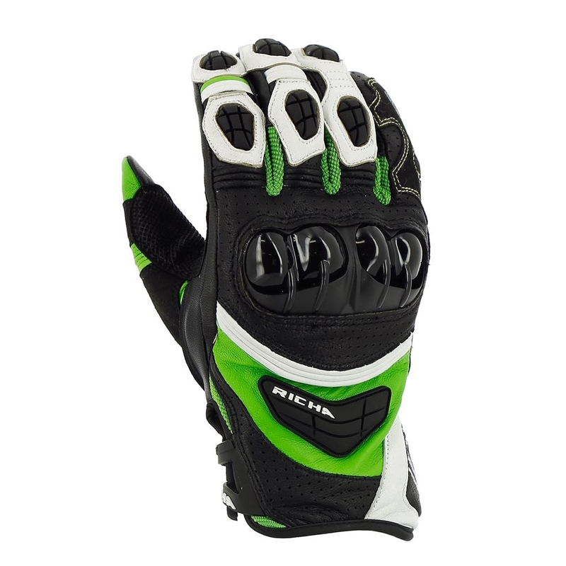 Mănuși de motocicletă RICHA Stealth negru-alb-verde lichidare