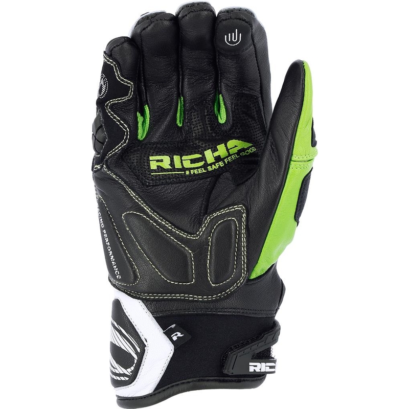 Mănuși de motocicletă RICHA Stealth negru-alb-verde lichidare