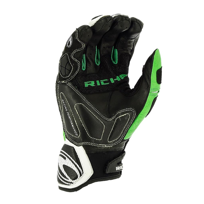 Mănuși de motocicletă RICHA Stealth negru-alb-verde lichidare