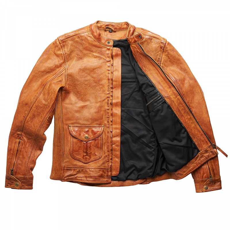 Geacă de motocicletă din piele maro Bourbon Fuel Bourbon lichidare