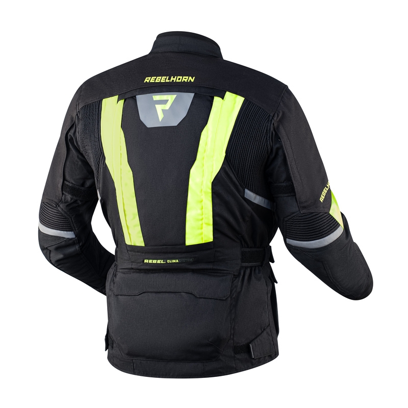 Jachetă pentru motociclete Rebelhorn Hardy II negru-galben-fluo lichidare