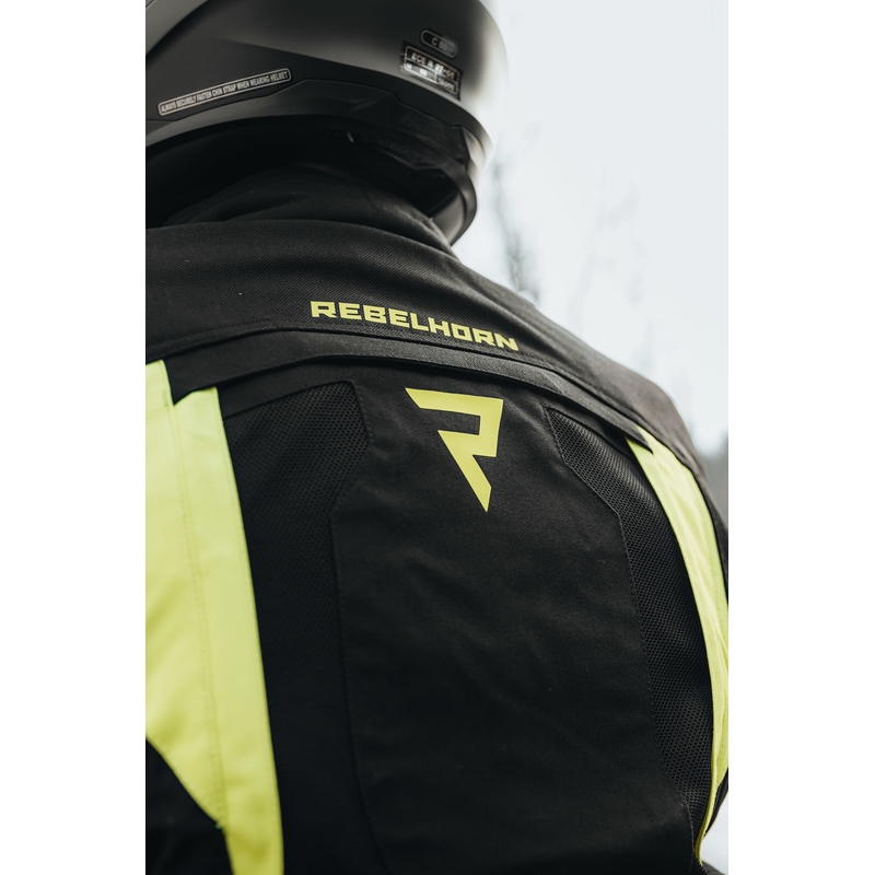 Jachetă pentru motociclete Rebelhorn Hardy II negru-galben-fluo lichidare