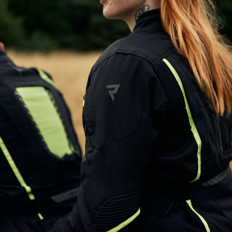 Jachetă moto pentru femei Rebelhorn Hiker III negru-galben-fluo lichidare