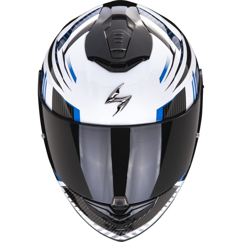 Cască integrală pentru motociclete Scorpion EXO-1400 EVO Air Shell alb-albastru