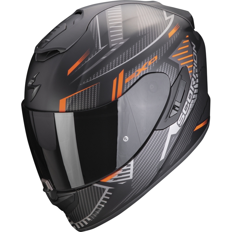 Cască integrală pentru motociclete Scorpion EXO-1400 EVO Air Shell negru-portocaliu mat