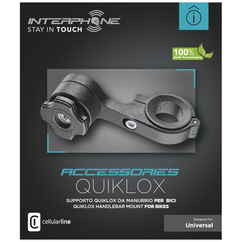 Suport pentru interfon Quiklox cu suport pentru ghidon negru