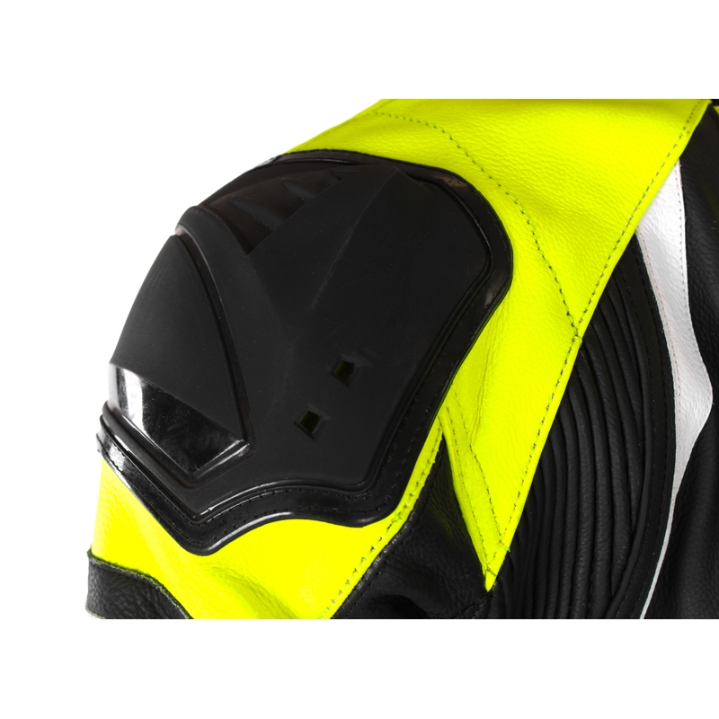 Salopetă de motociclist RSA GT2 negru-alb-alb-galben-fluo lichidare