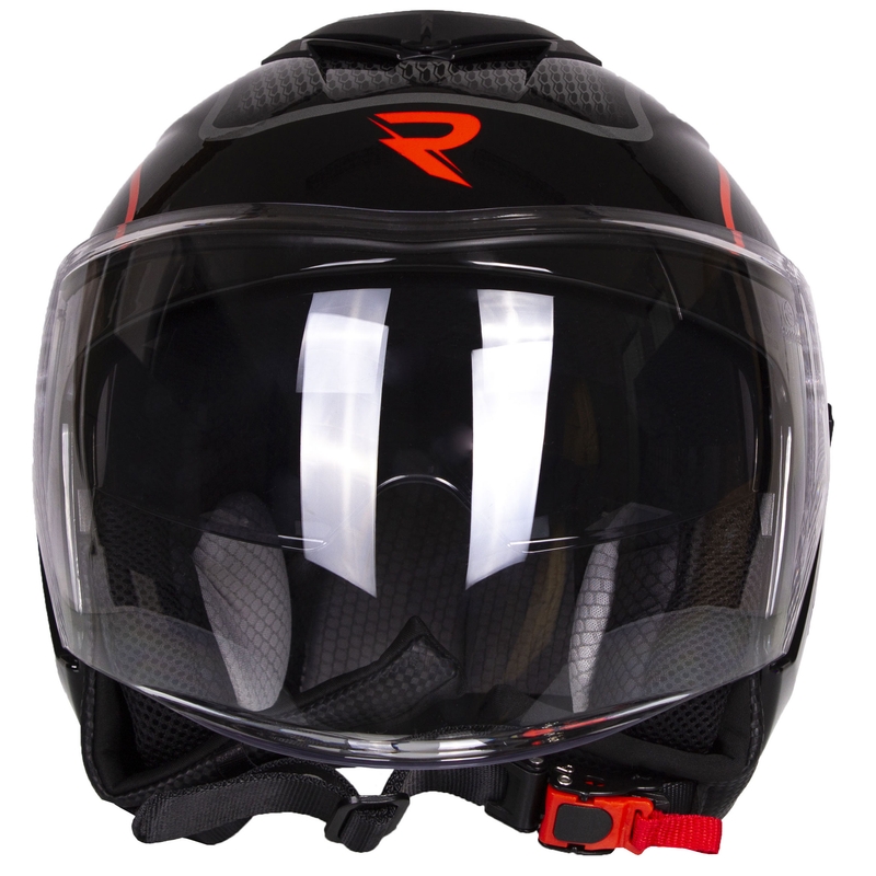 Cască moto open-face Street Racer Pilot negru-roșu - calitate II