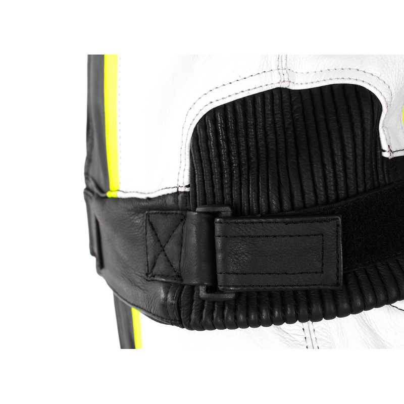 Salopetă de motociclist RSA Imola 2 negru-alb-alb-galben-fluo lichidare