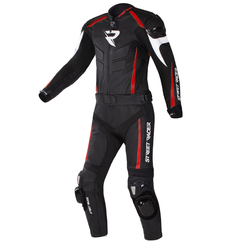 Salopetă de motociclist Street Racer Fast Track 2 negru, alb și roșu lichidare