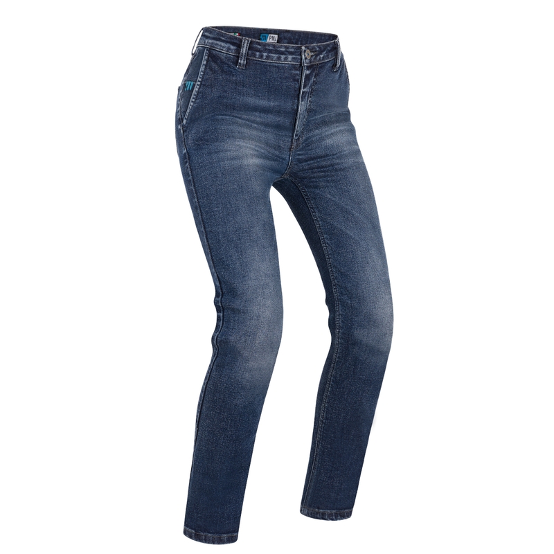 Blugi moto dama PMJ Victoria albastru lichidare