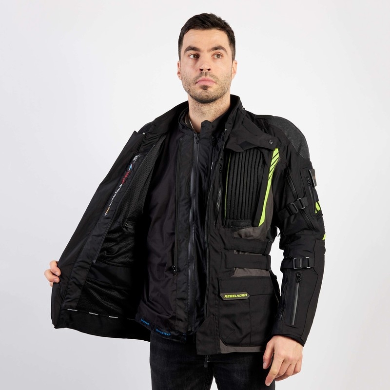 Rebelhorn Patrol jachetă de motocicletă negru-gri-gri-fluo-galbenă