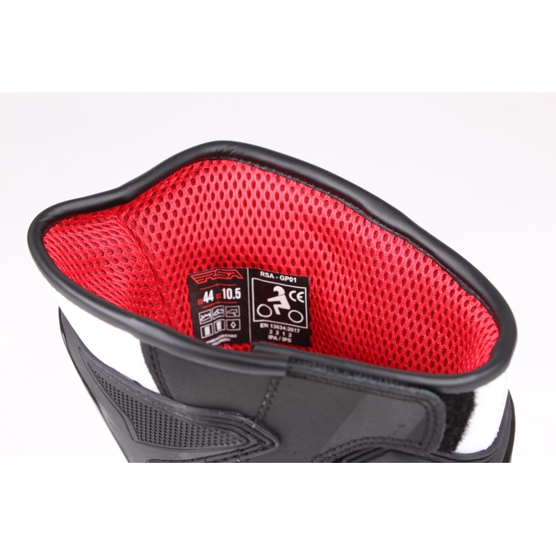 Ghete moto RSA GP-01 negru și alb