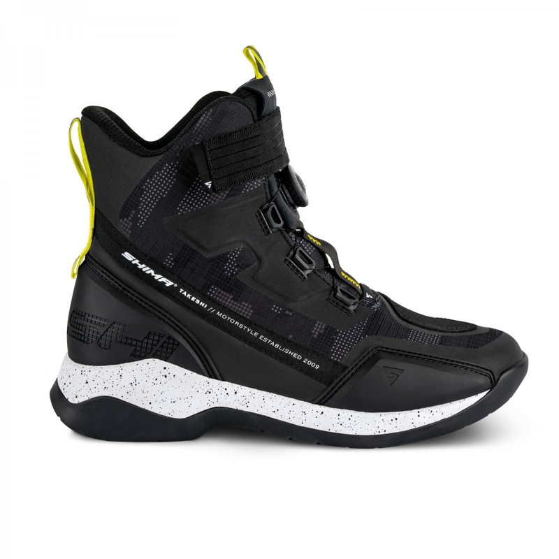 Cizme moto Shima Takeshi negru-camo-galben fluo