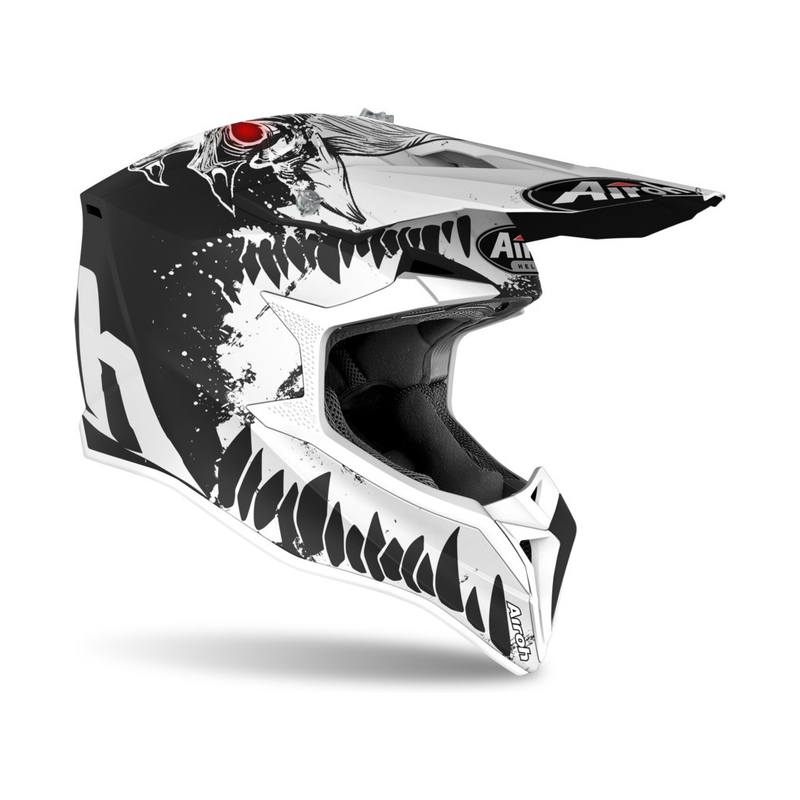 Cască de motocross pentru copii Airoh Wraap Youth Beast negru și alb