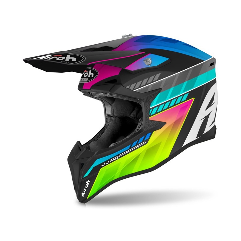 Cască de motocross pentru copii Airoh Wraap Prism negru-albastru
