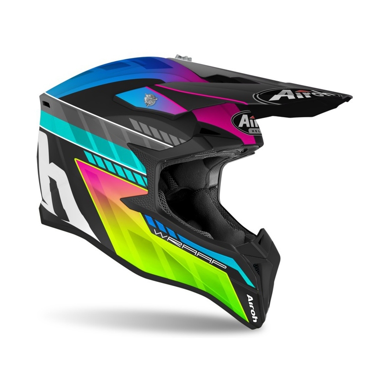 Cască de motocross pentru copii Airoh Wraap Prism negru-albastru