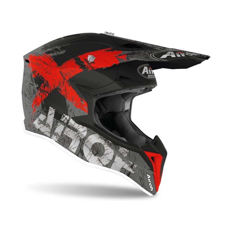 Cască de motocross pentru copii Airoh Wraap Youth Smile negru-gri-roșu