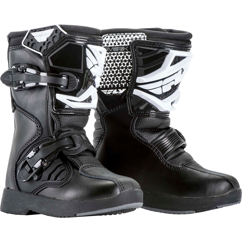 Copii Cizme de motociclete FLY Racing NEW Maverik Mini negru și alb