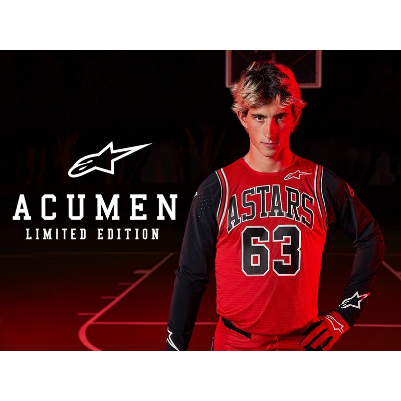 Alpinestars Racer Acumen ediție limitată roșu, negru și alb pentru copii Motocross Jersey