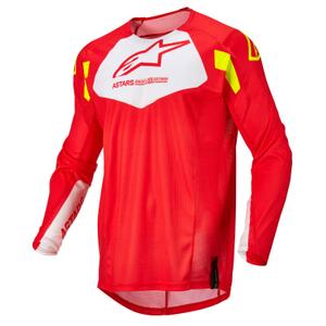 Tricoul de motocros pentru copii Alpinestars Racer Factory roșu-fluo-alb-galben-fluo