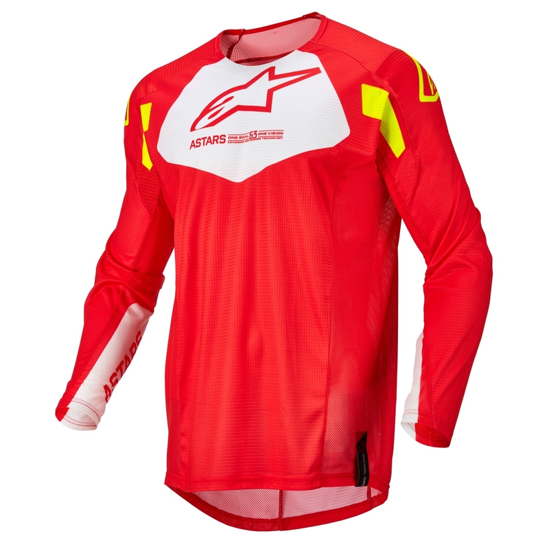 Tricoul de motocros pentru copii Alpinestars Racer Factory roșu-fluo-alb-galben-fluo lichidare